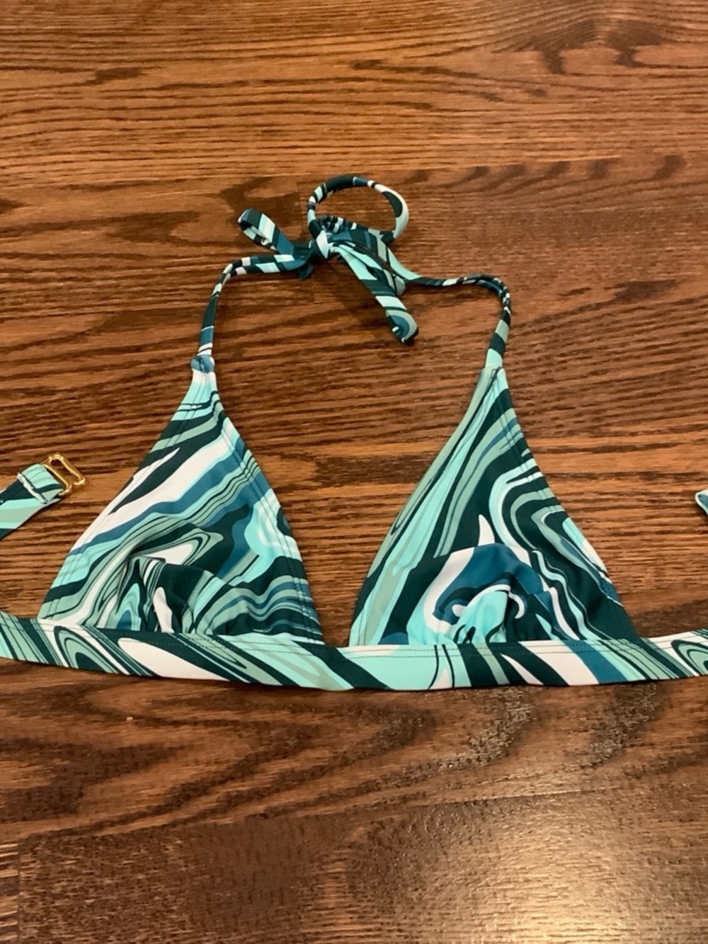 Target Teal & Turquoise Marble Triangle Bikini Top
